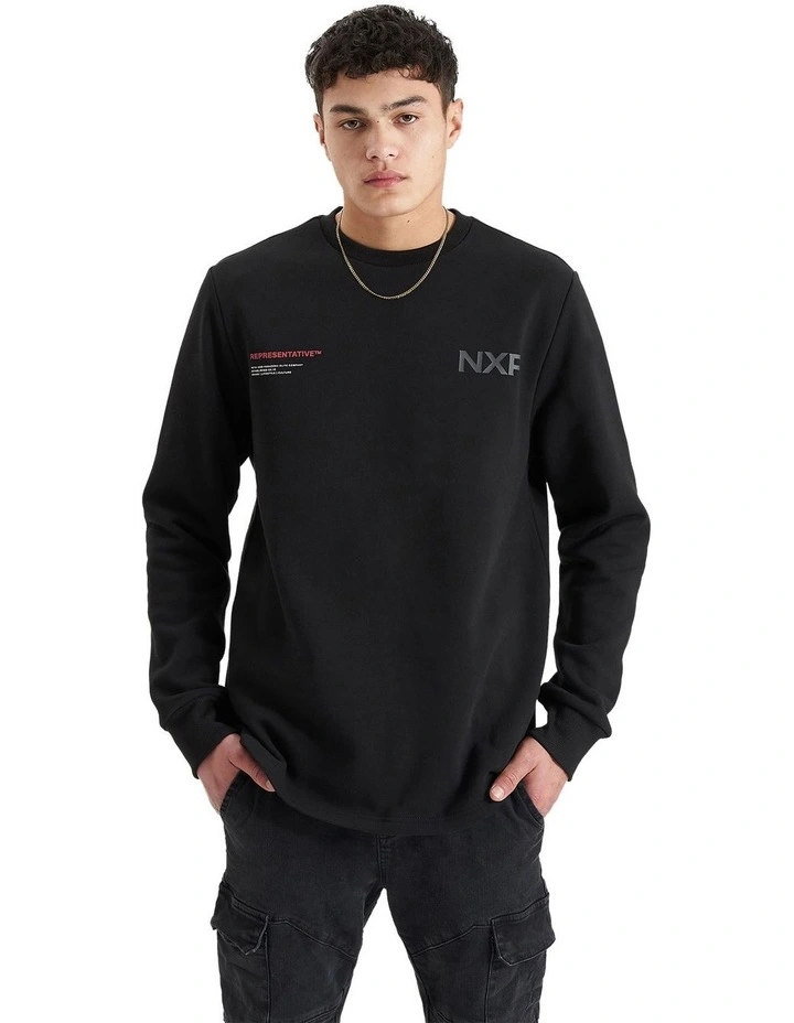 Adjacent Dual Curved Sweater in Black
