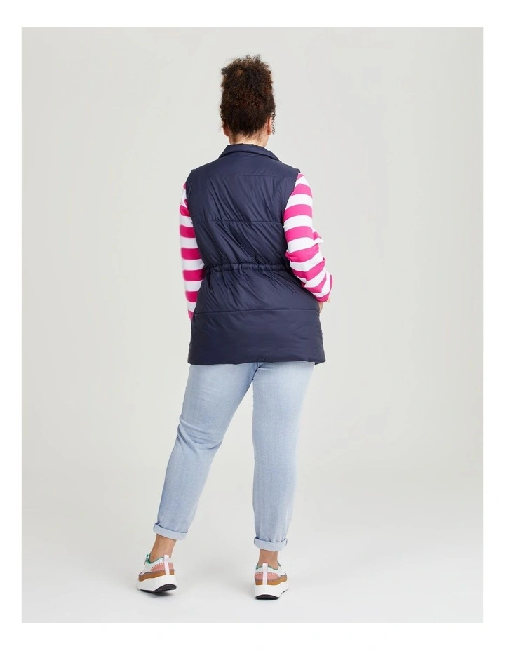 Mid Length Zip Puffer Vest in Navy