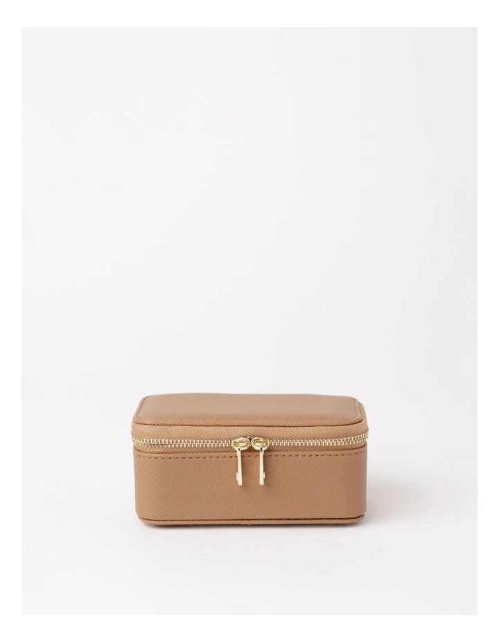 Small Zip Around Jewellery Box in Biscuit