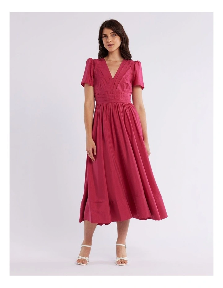 Arabella Midi Dress in Raspberry