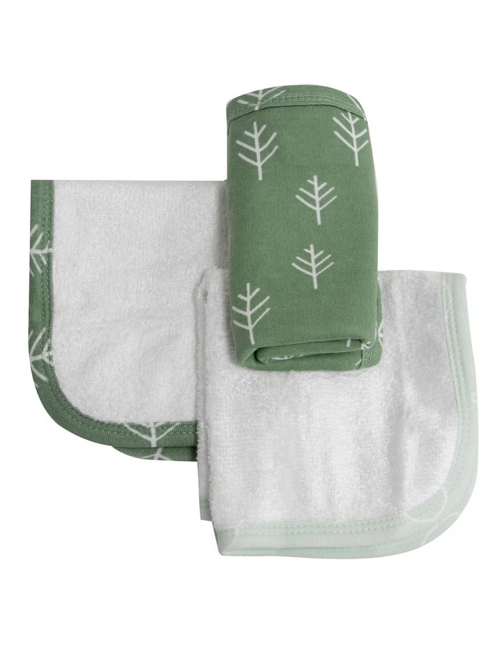 Nordic Face Washers 3 Pack in Green