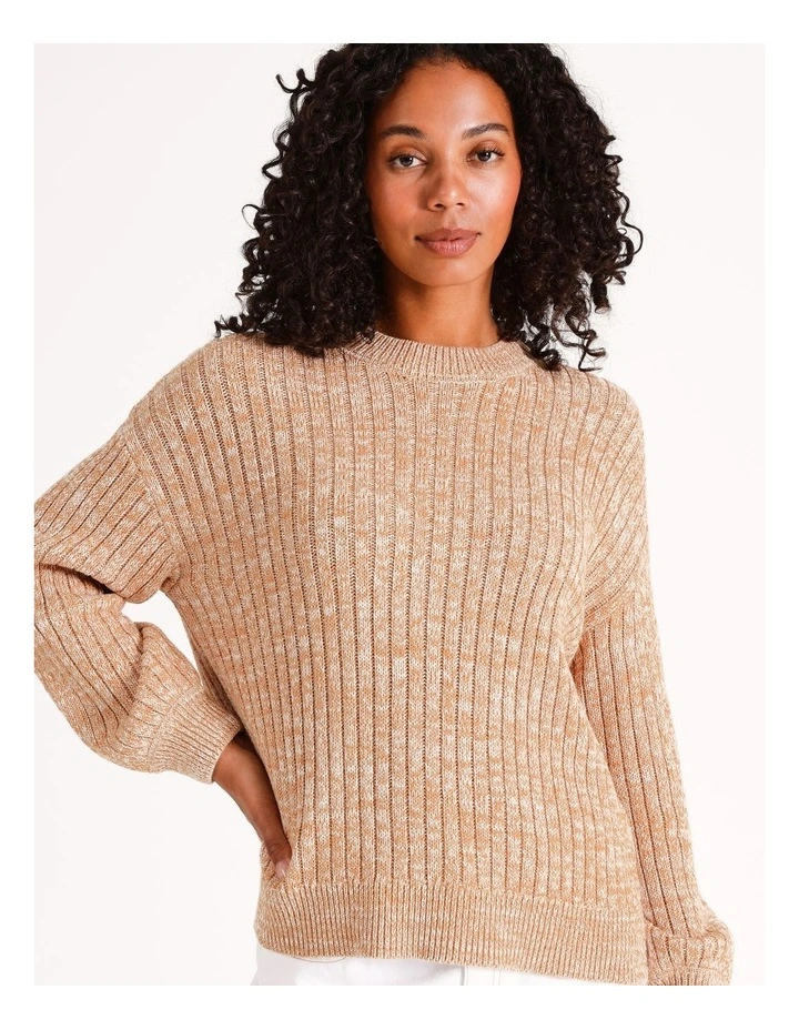 Organic Twist Yarn Crew Neck Jumper in Taupe