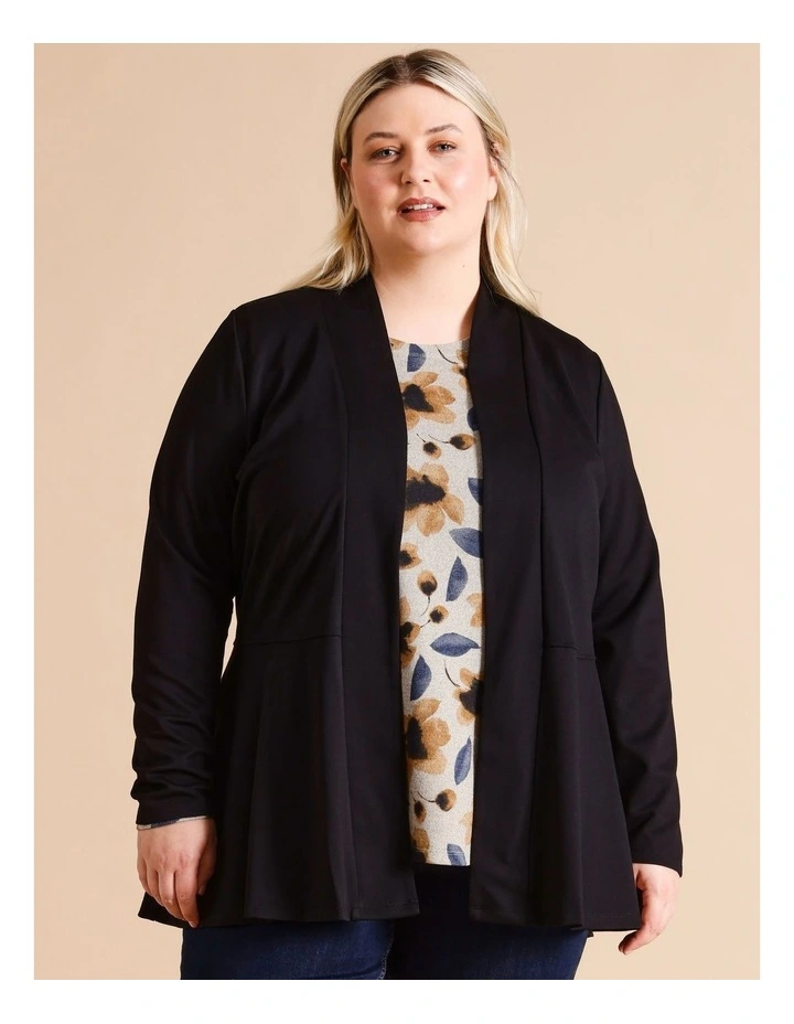 Sustainable Viscose Blend Edge To Edge Knit Travel Cardigan In Black