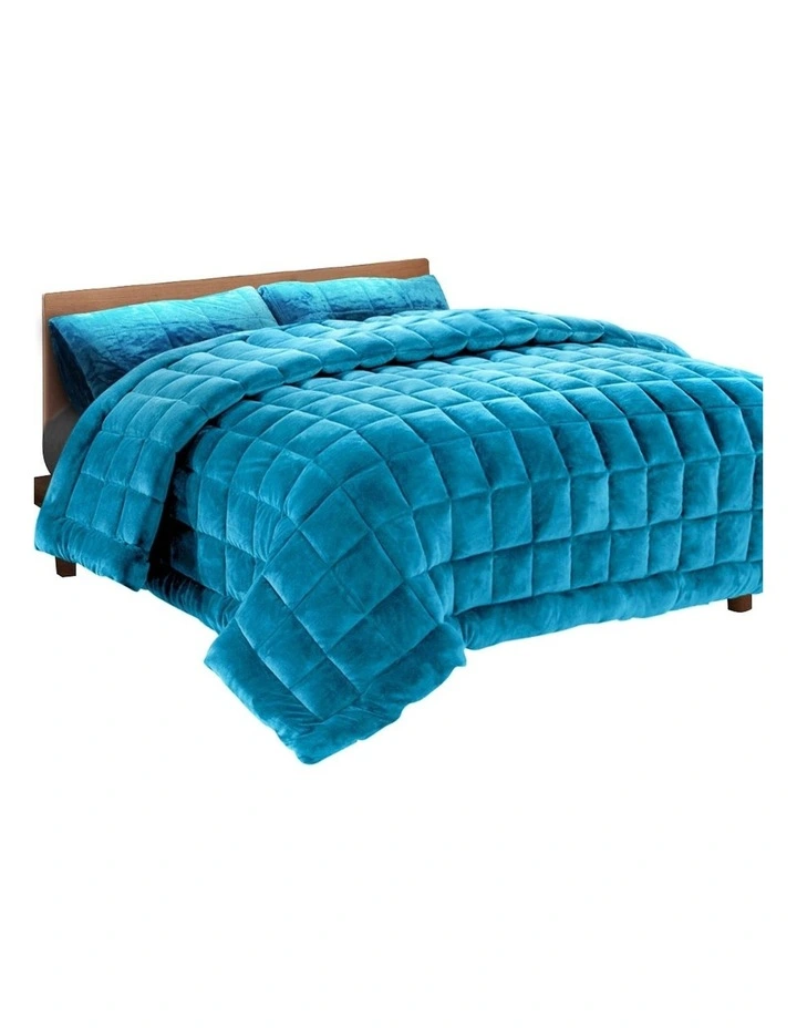 Bedding Faux Mink Quilt Blue Super King
