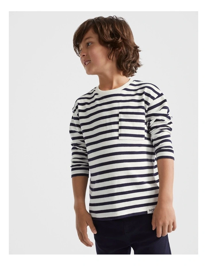Core Rugby Pocket Tee in Canvas Stripe