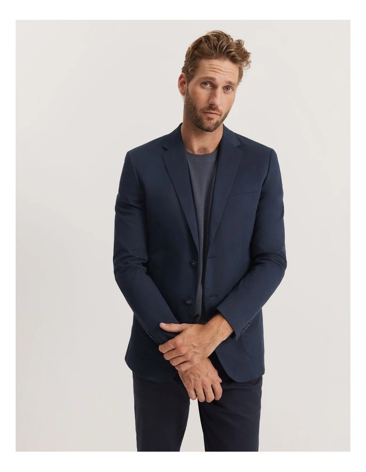 Slim Fit Cotton Stretch Blazer in Ink