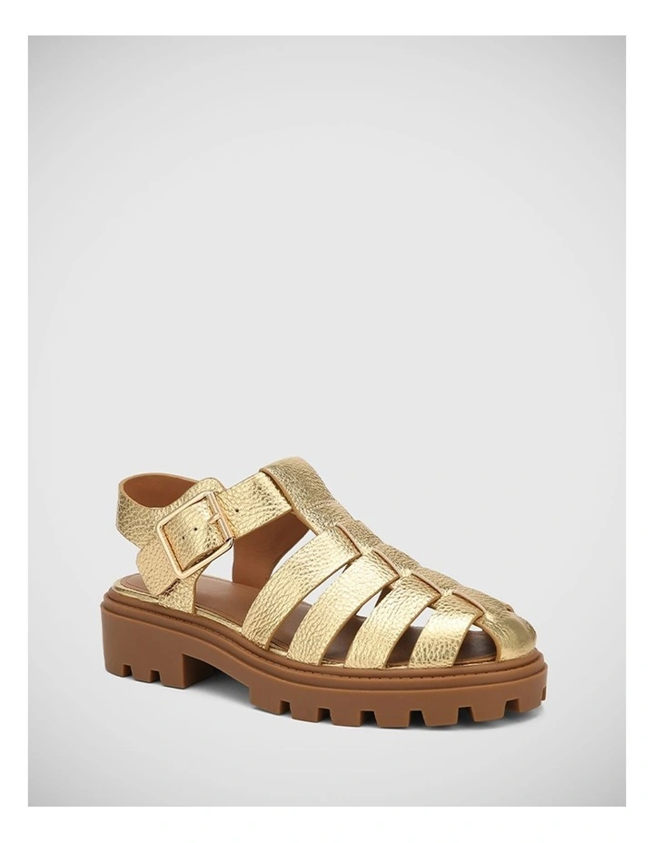 Freda Leather Sandal in Gold