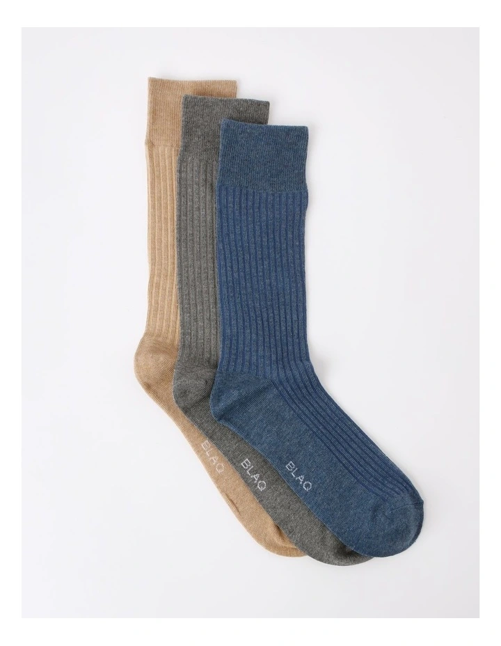 3 Pack Ribbed Marle Socks in Assorted