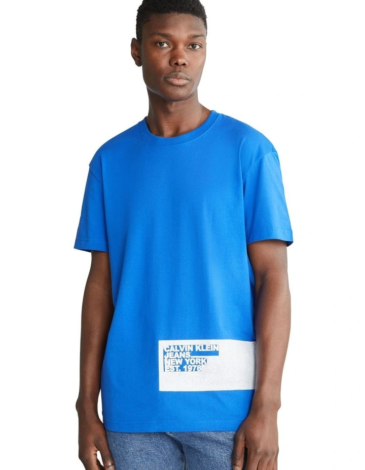 Stencil Blocking Logo Tee in Kettle Blue