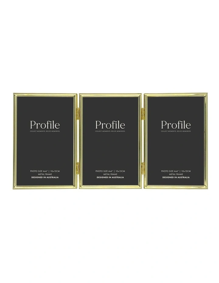 Habitat Hinged Triple Metal Photo Frame 4x6 in Gold