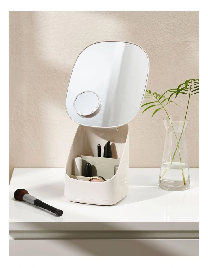 Viva Pedestal Mirror With Cosmetic Organiser Shell