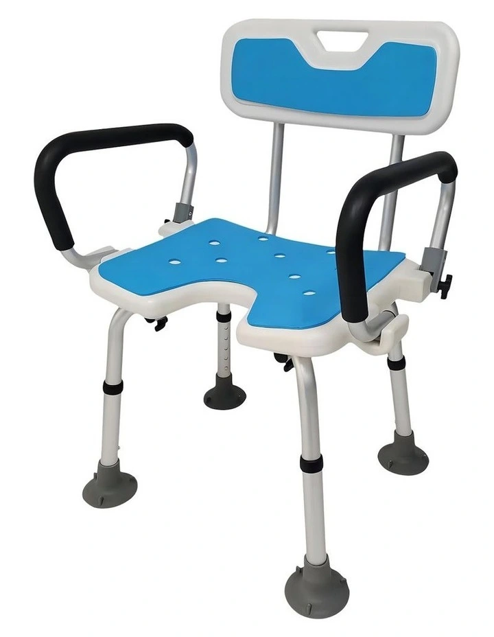 Shower Chair With Adjustable Armrests in Blue