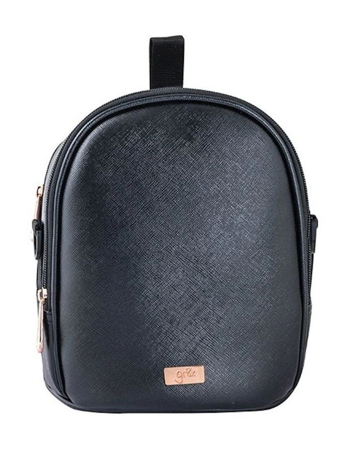 Vegan Leather Bottle and Food Bag in Black