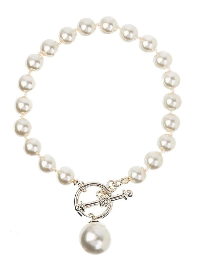 Pearl With Fob Bracelet In Gold