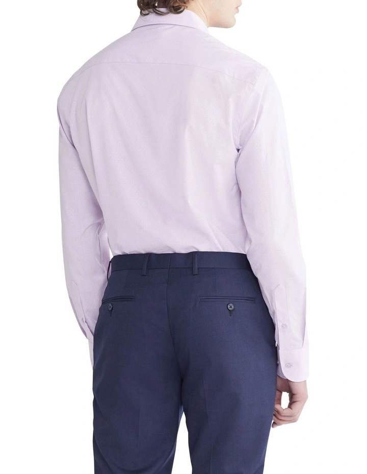 Mini Check Dobby Slim Long Sleeves Shirt in Lilac