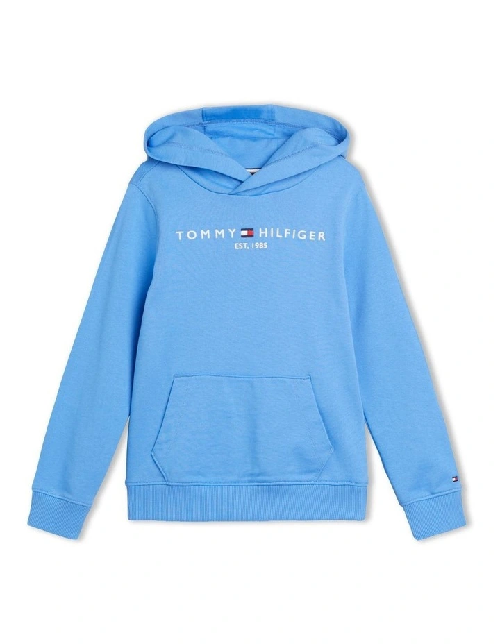 Essential Logo Embroidery Hoodie (8-16 Years) in Blue