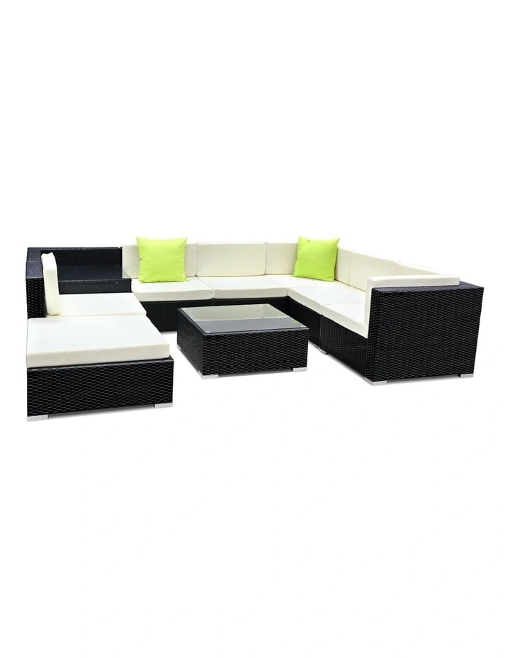 Outdoor Furniture Wicker Sofa Set 9 Piece in Multi
