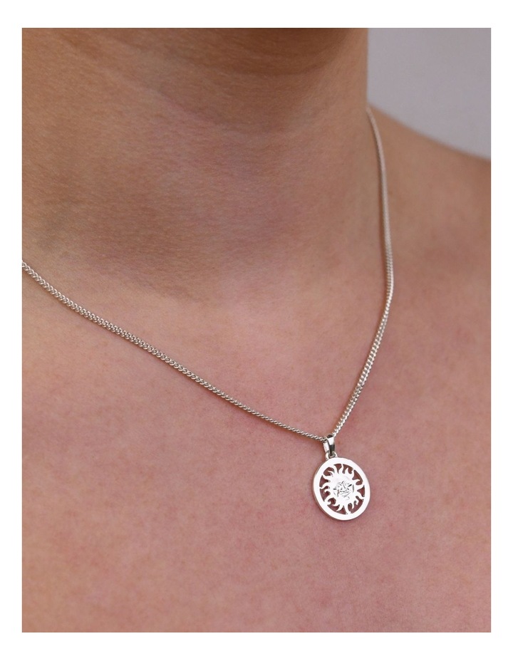 Fine Curb Chain Sun Face Silver Necklace