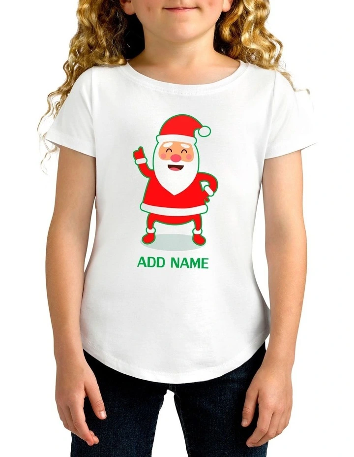 Girl's Cool Santa Personalised Cotton T-Shirt