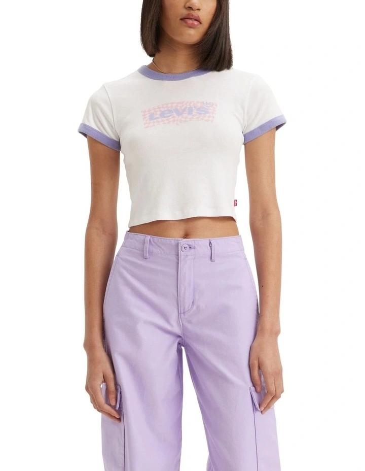 Graphic Ringer Mini Tee in Harper Geo/Bright White