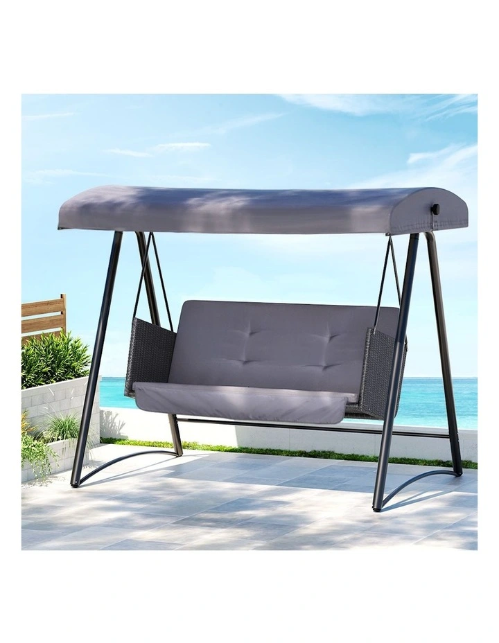 Swing Canopy Garden Bench Furniture Chair 3 Seater in Grey