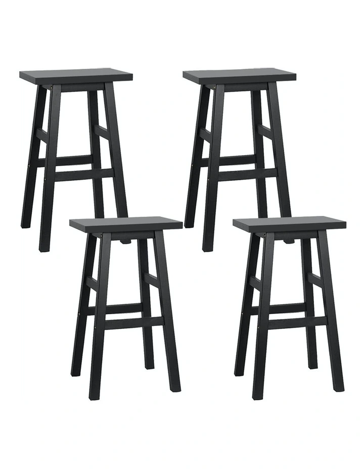 Wooden 4x Bar Stools Kitchen Chairs in Black