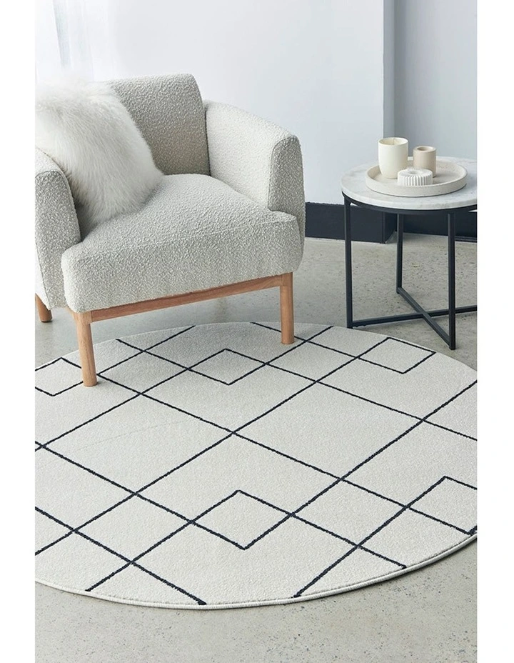 Paradise Diego Round Rug in White