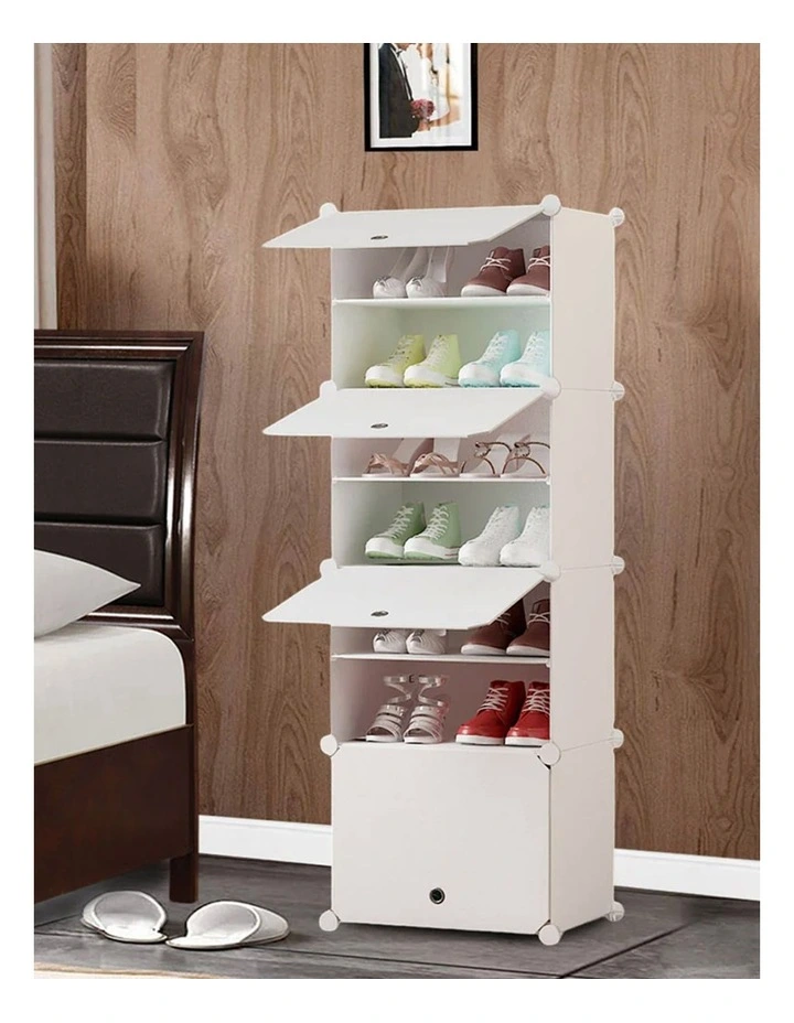 7 Tier White Shoe Rack Organizer in White