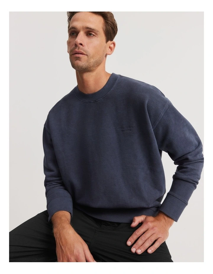 Oversized Vintage Wash Sweat in Navy