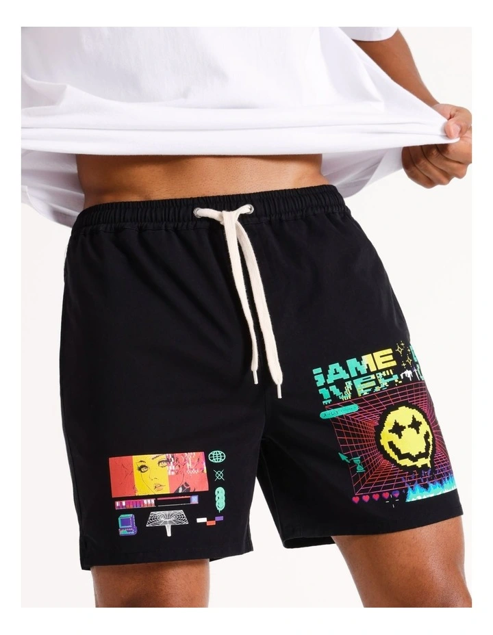 Videodrome Print Short in Black