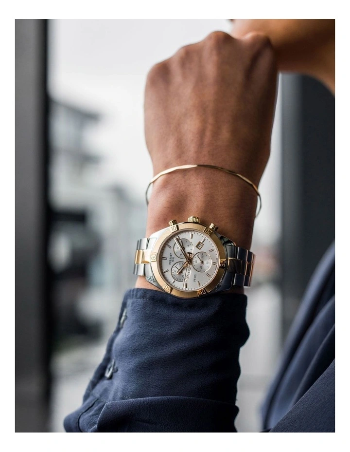 PR 100 Sport Chic Chronograph T1019172203100 Watch in Grey/Yellow Gold