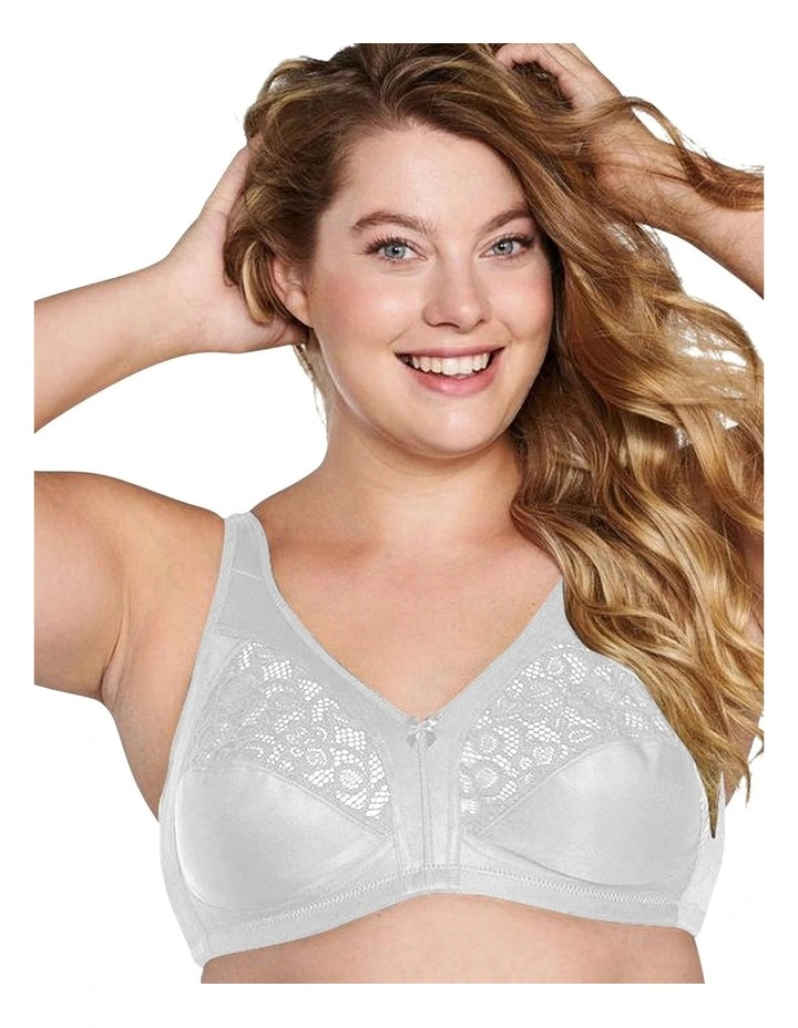 Plus Size Wirefree Bra with Padded Straps in White