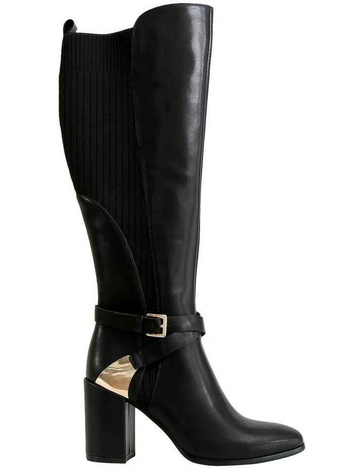 Breton Knee High Boot in Black