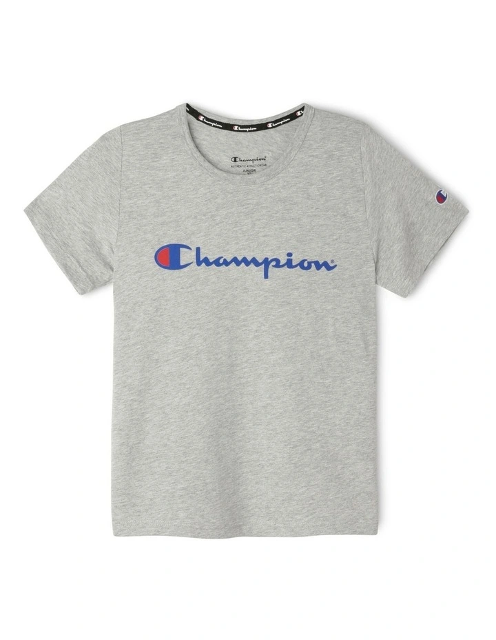 Script Short Sleeve Tee in Charcoal