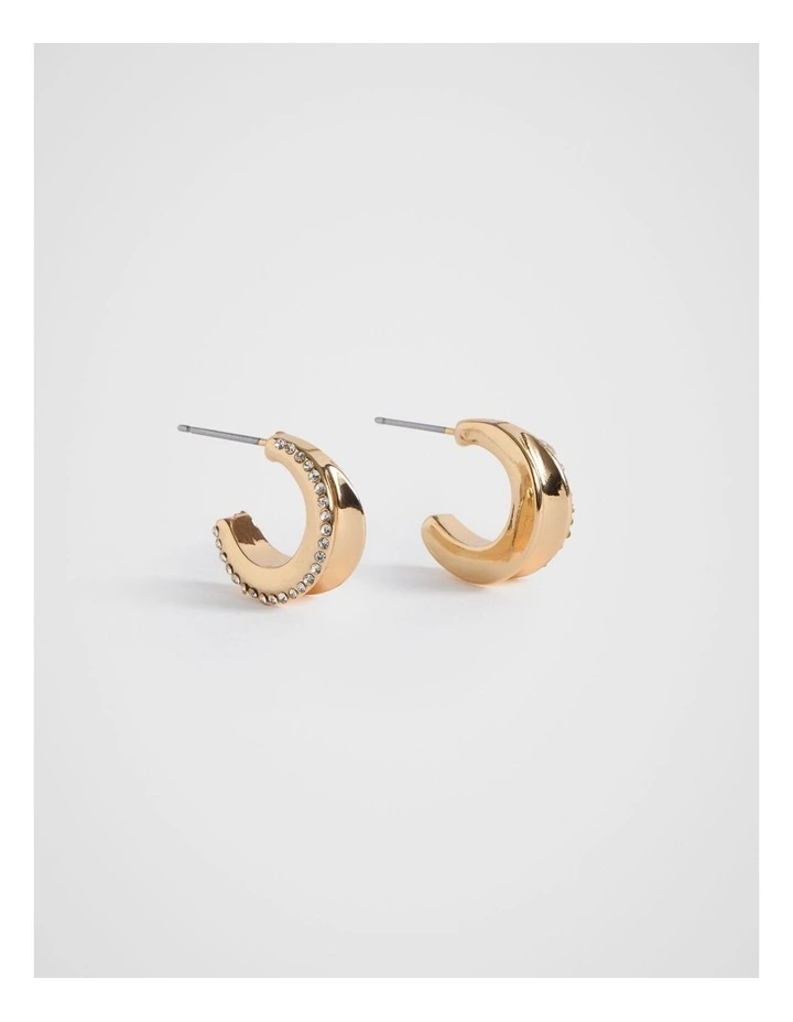 Crystal Edge Hoop in Gold
