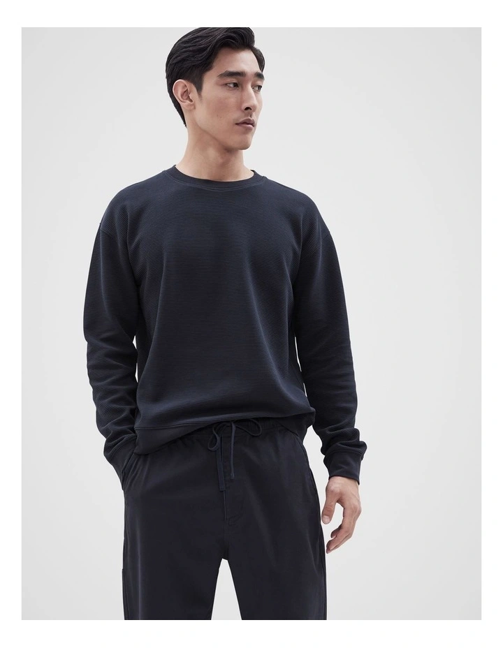 Textured Pull Over in Navy