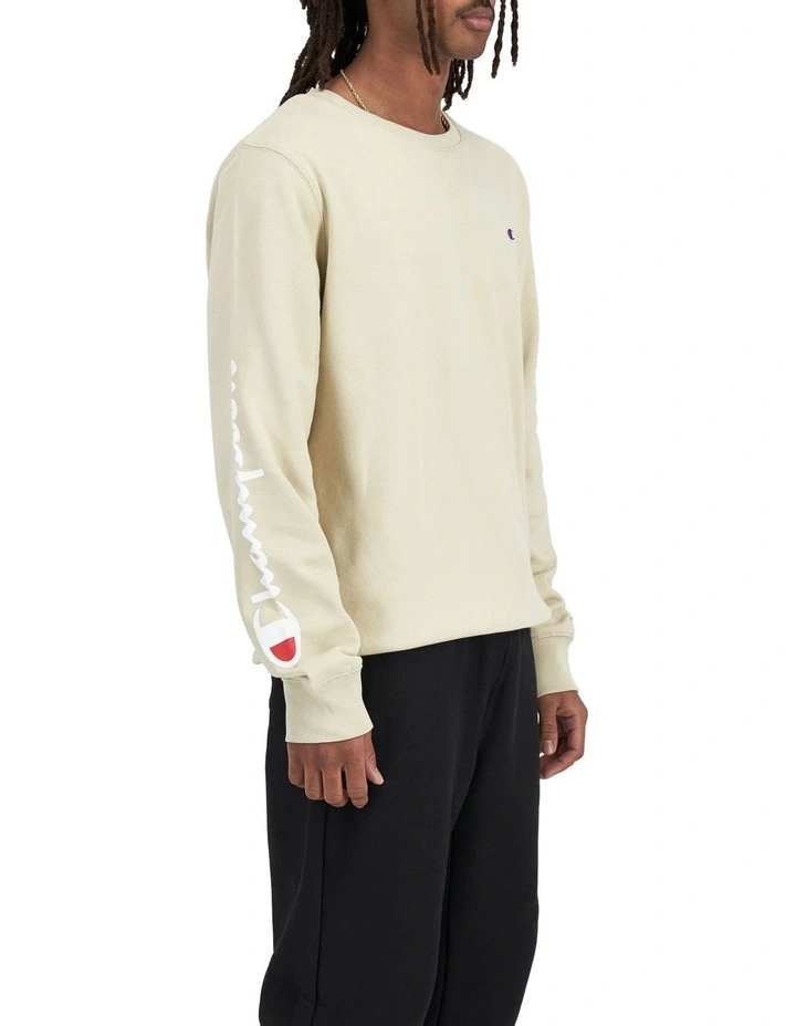 Script Long Sleeve Crewneck in Pressure Down