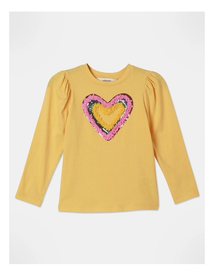 Heart Sequin Top (3-8 Years) in Yellow