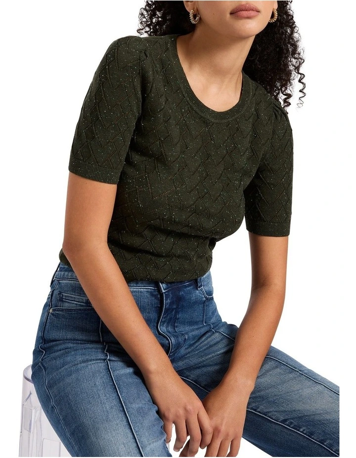 Eden Cotton Speckle Knit in Tea Leaf