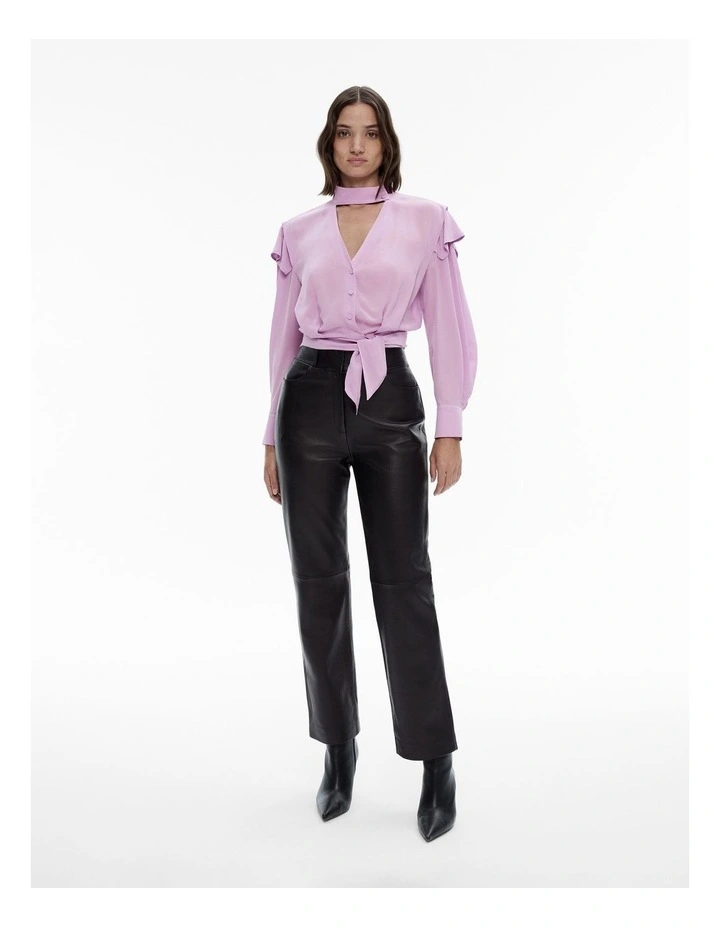 Tie V-neck Blouse in Iris