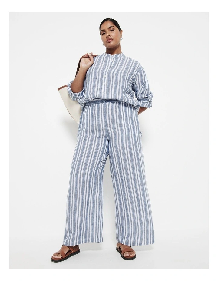 The Resort Stripe Linen Pant in Blue Stripe