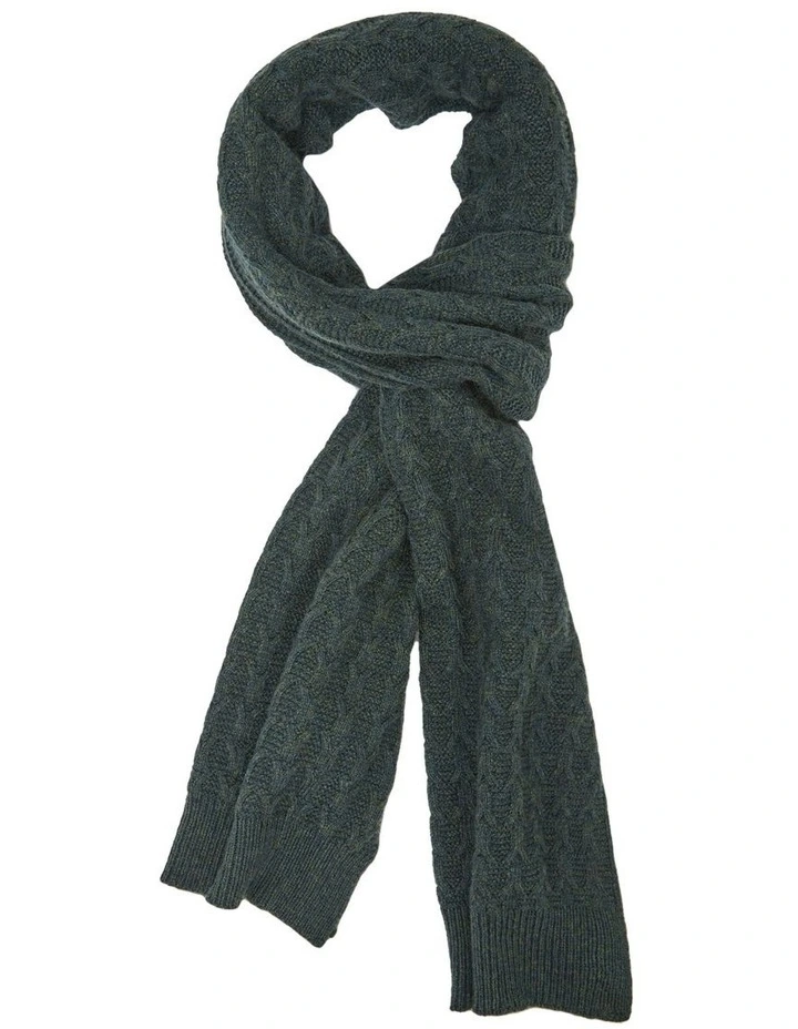 Felix Cable Knit Scarf in Moss Green