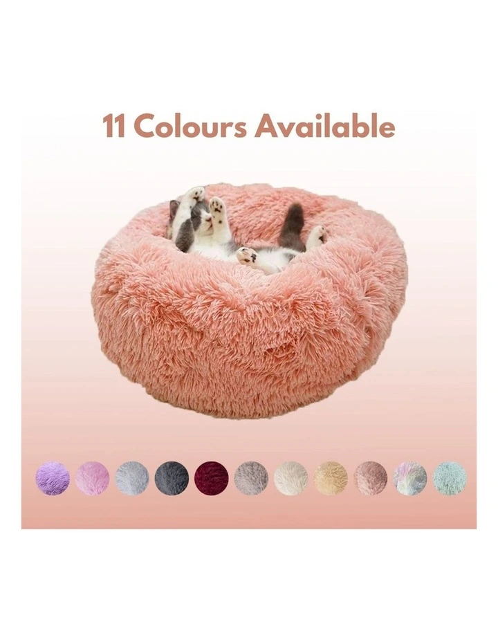 Ultra Soft Washable Calming Round Pet Bed 80cm in Brown
