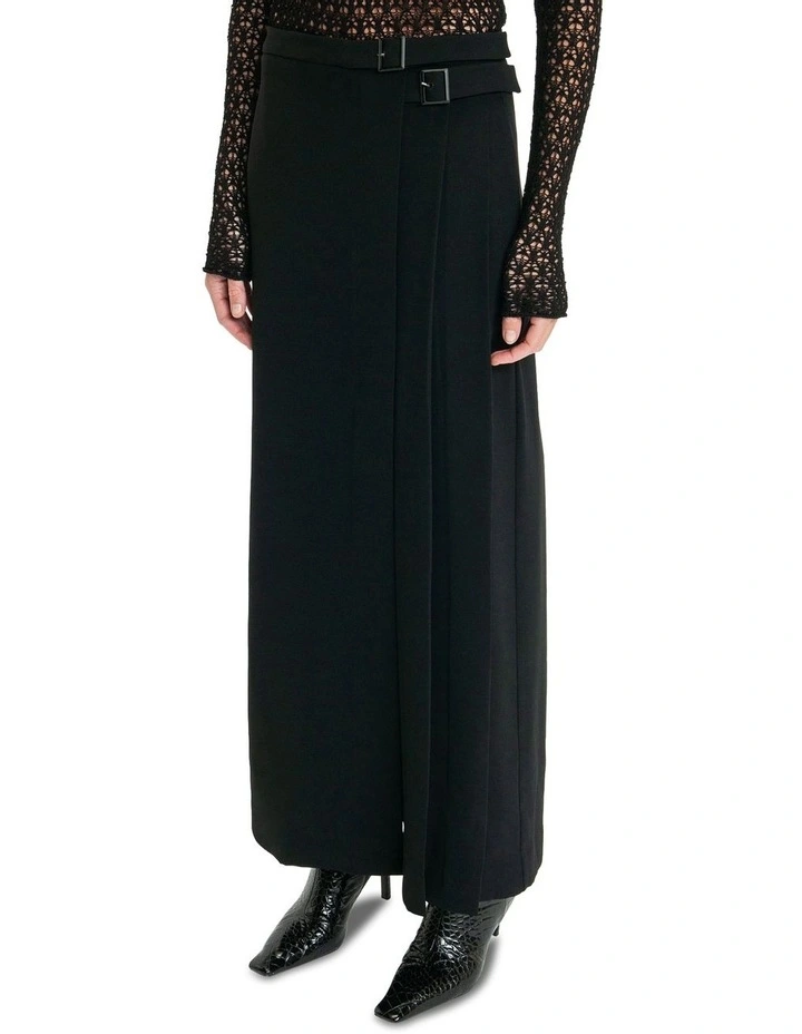 Buckle Column Skirt in Black