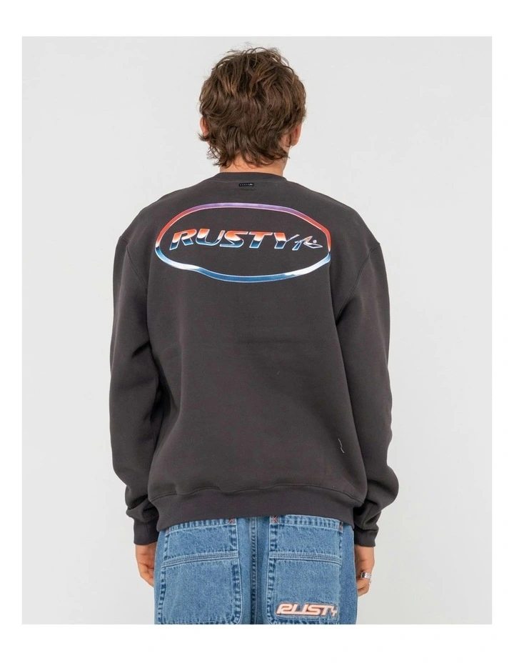 Chromatose Relaxed Crew Fleece Sweat Top in Grey