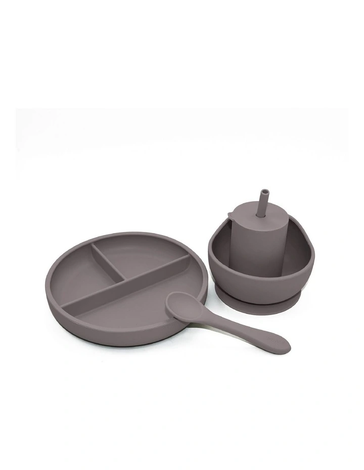 Silicone 4 piece Feeding Set in Grey
