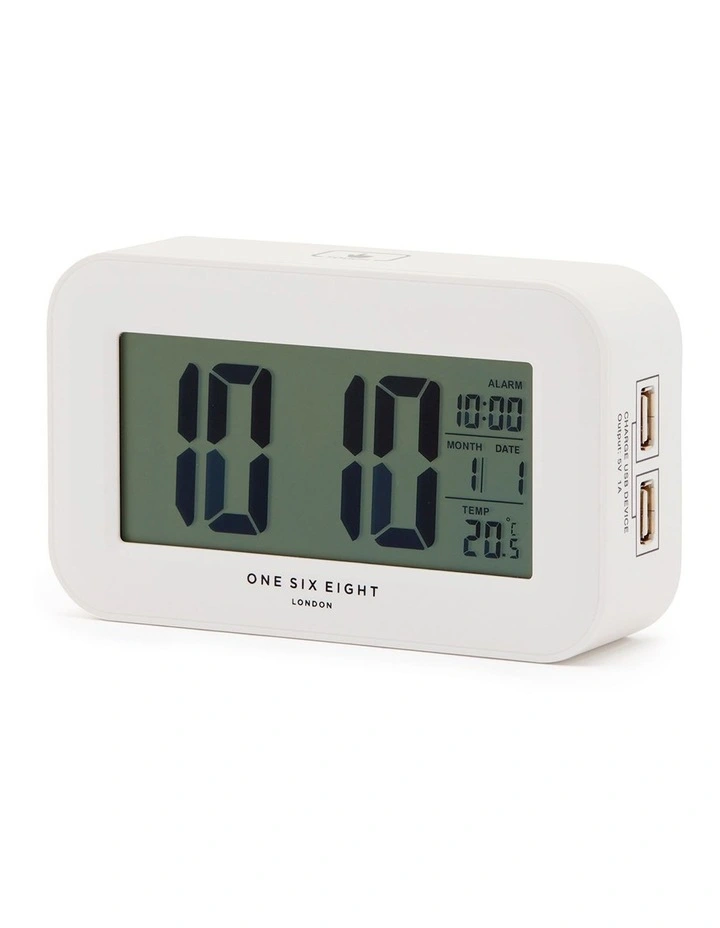 Rielly Digital Rectangle Alarm Clock in White