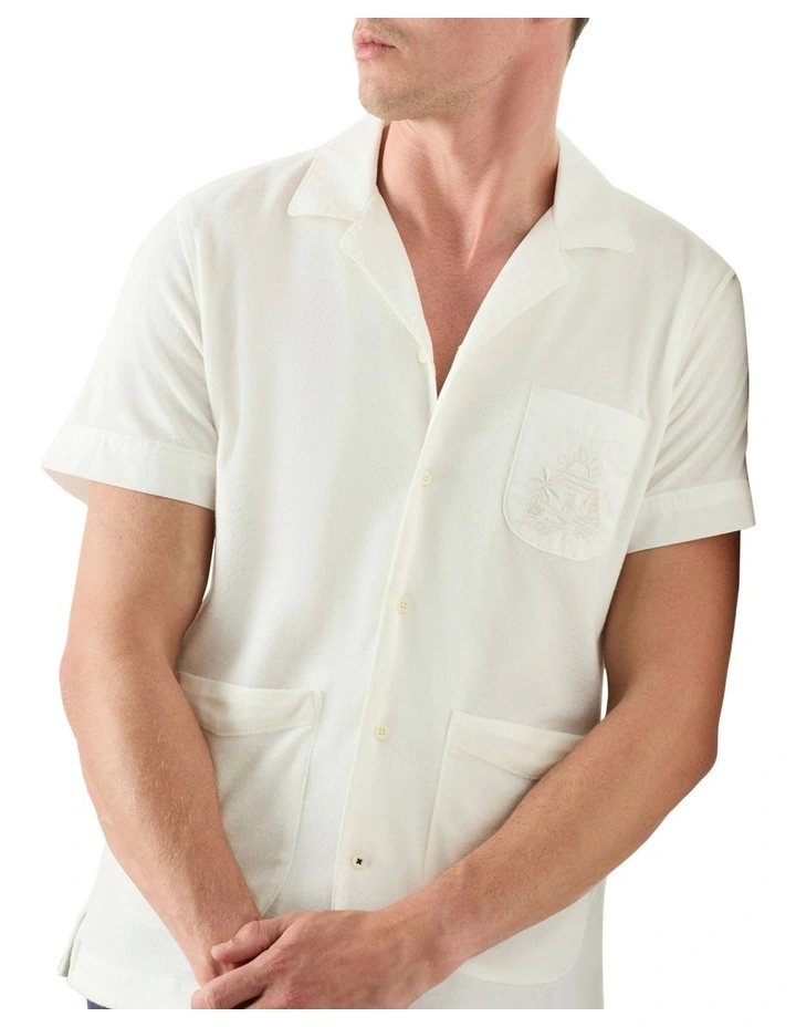 Rothstein Camp Collar Short Sleeve Shirt in White