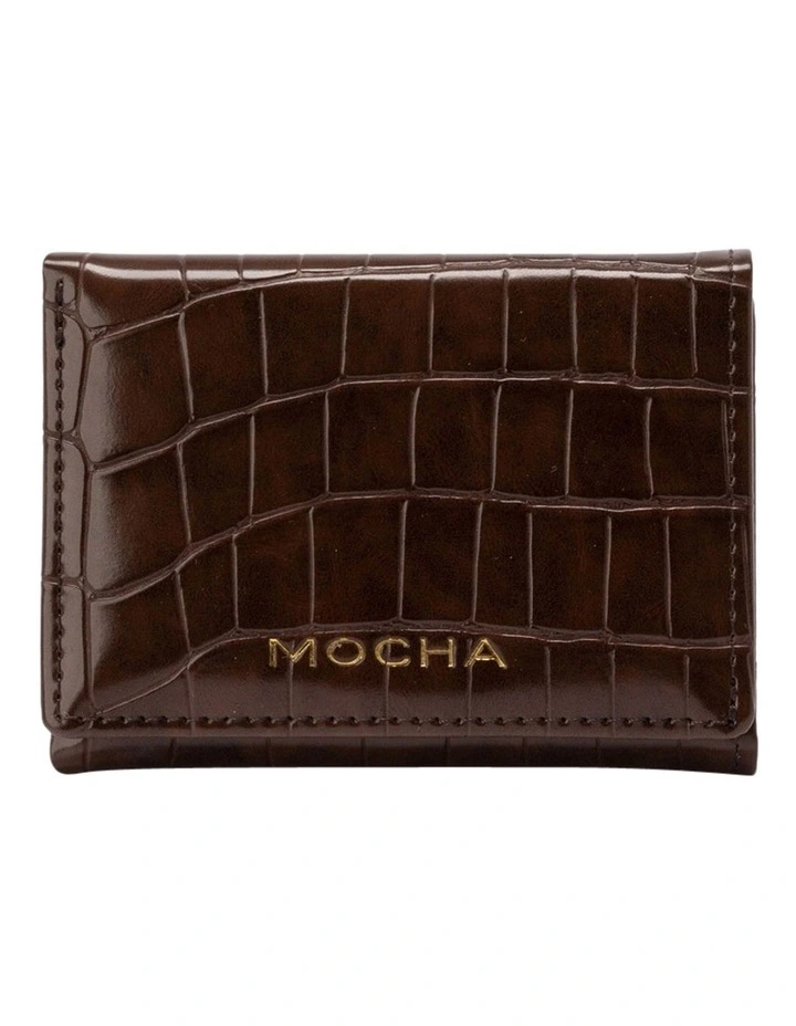 Bindi Croc-Embossed Mini Wallet in Chocolate