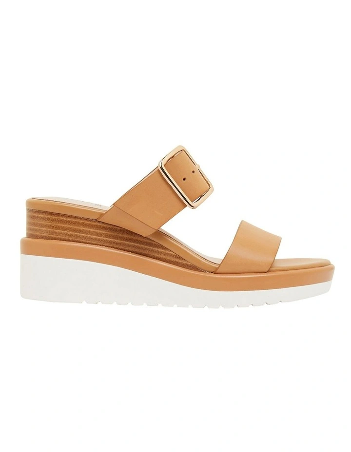 Indulge Wedge Sandals in Light Tan Leather